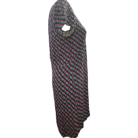 Diane Von Furstenburg carlotta  Geometric Patterned Dress  - Pink black Green s - Picture 2 of 4